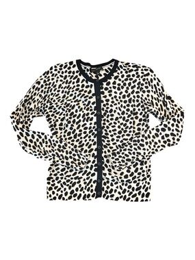 Ann Taylor Cardigan Sweater Leopard Print Button Front Size Medium